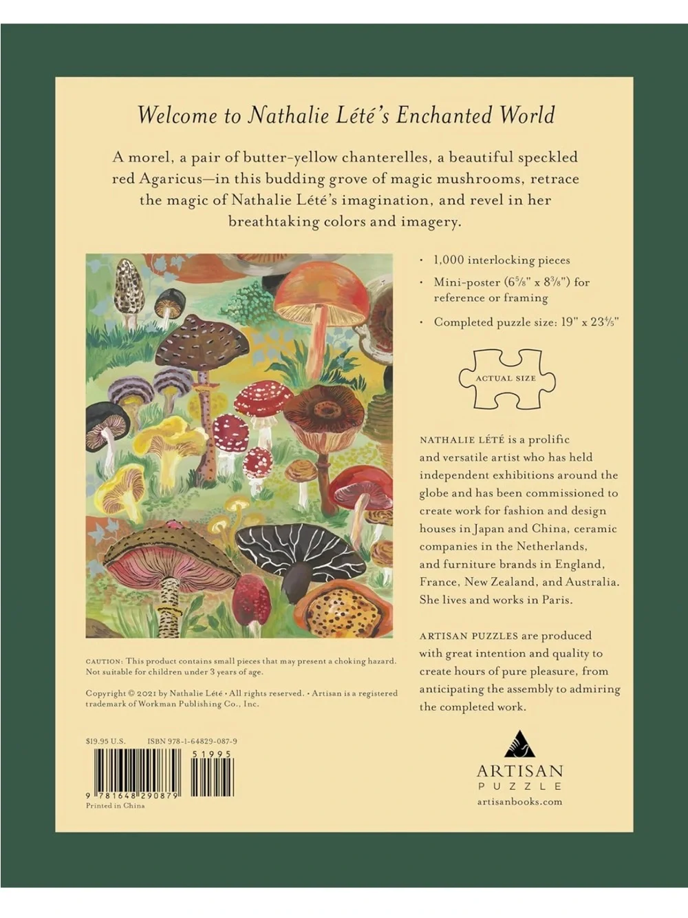 Nathaniel Lété 'Mushrooms' 1000-Piece Puzzle - Colorful Mushroom Illustration